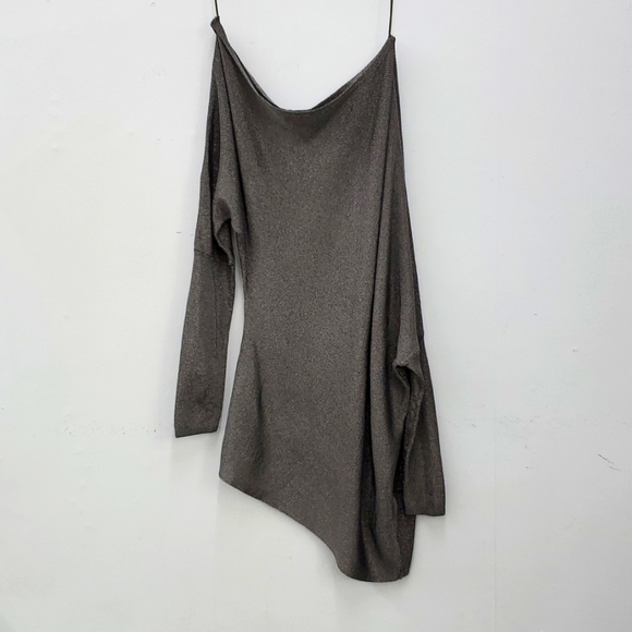 Reiss ISLA METALLIC ASYMMETRIC TOP Charcoal M - Picture 6 of 8